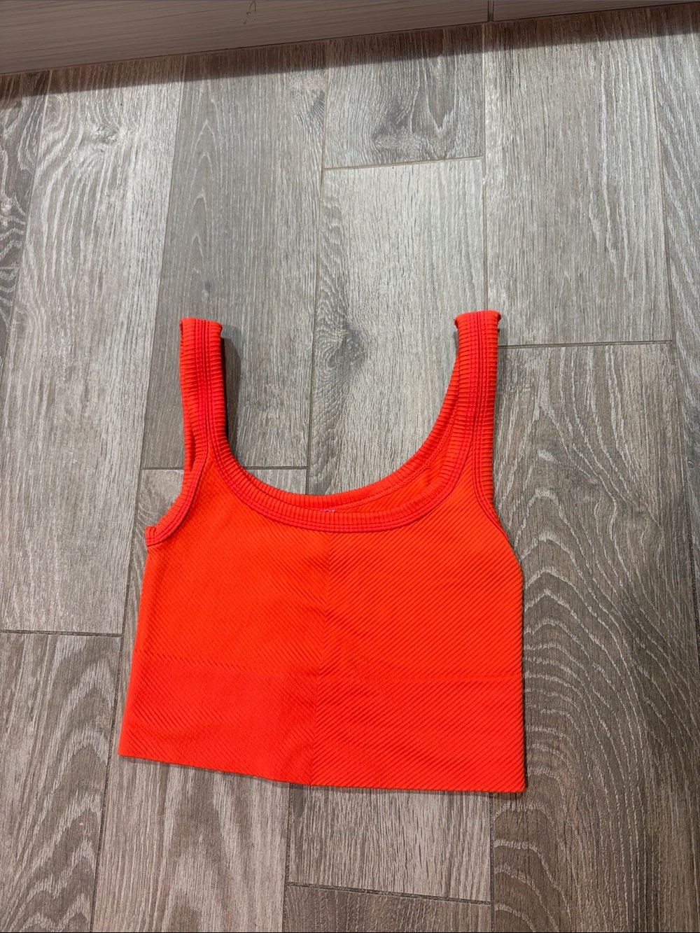 Nikibiki Bright Orange Ribbed Scoop Crop Tank